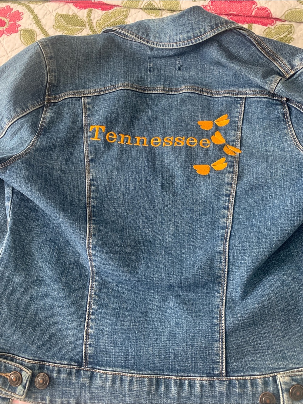 Embroidered Blue Denim Jacket with Tennessee Script - Picture 4 of 13